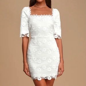 Lulus Story of Love Lace Square Neck Bodycon Dress size small